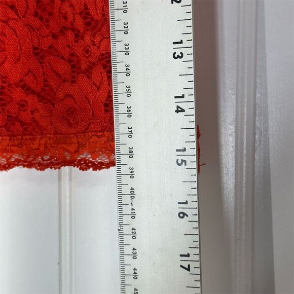 bebe Red Lace Keyhole Crop Top XS | Vintage Y2K Sheer Floral High Neck USA Made - Picture 5 of 7